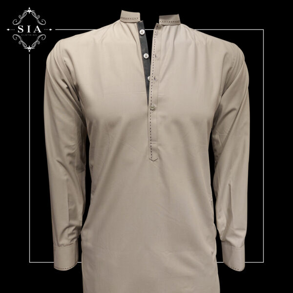Light Mehndi Kurta (1 Pc) Blended Wash & Wear