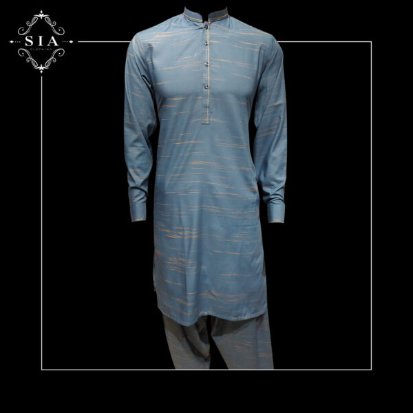 Blue Texture Shalwar Kameez Blended Wash & Wear