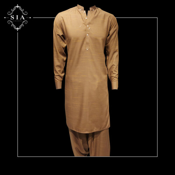 Brown Shade Texture Shalwar Kameez Blended Wash & Wear - Image 4