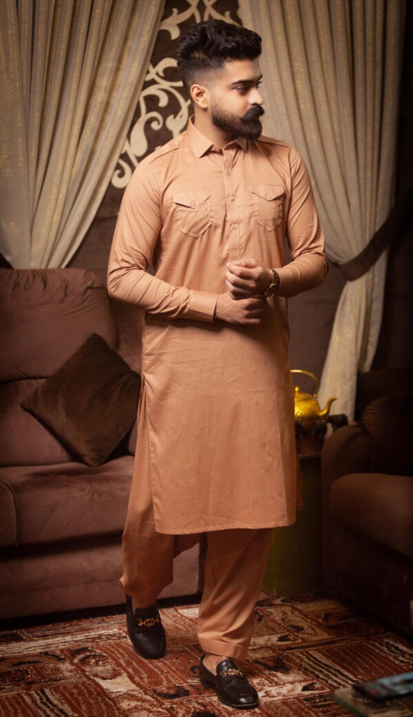 Peach Cotton Shalwar Kameez