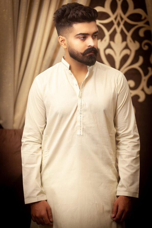 Light Sea Green Cotton Kurta Pajama - Image 2