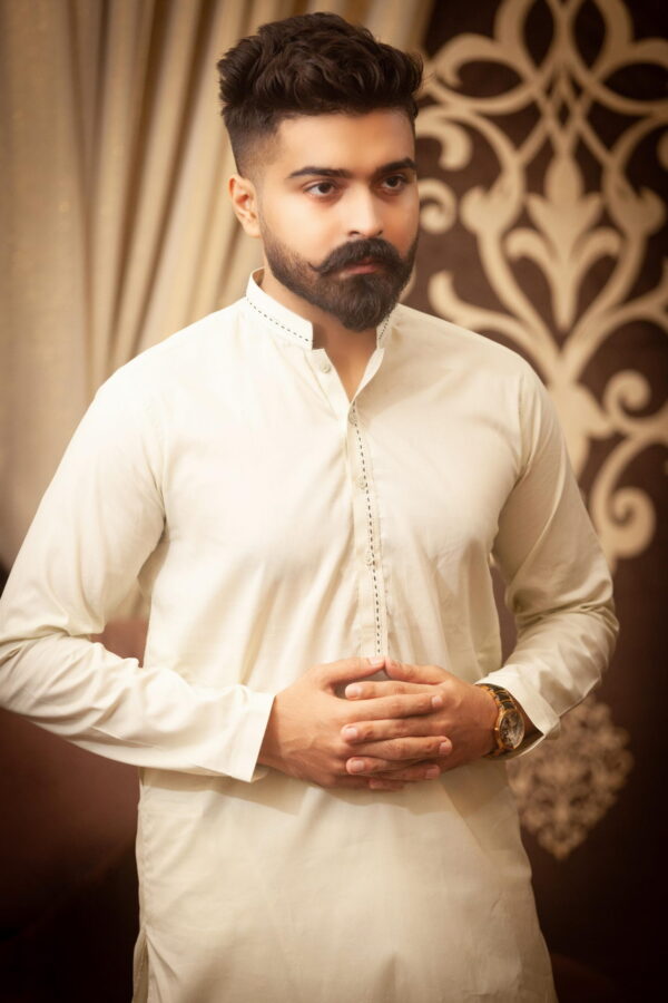 Light Sea Green Cotton Kurta Pajama - Image 3