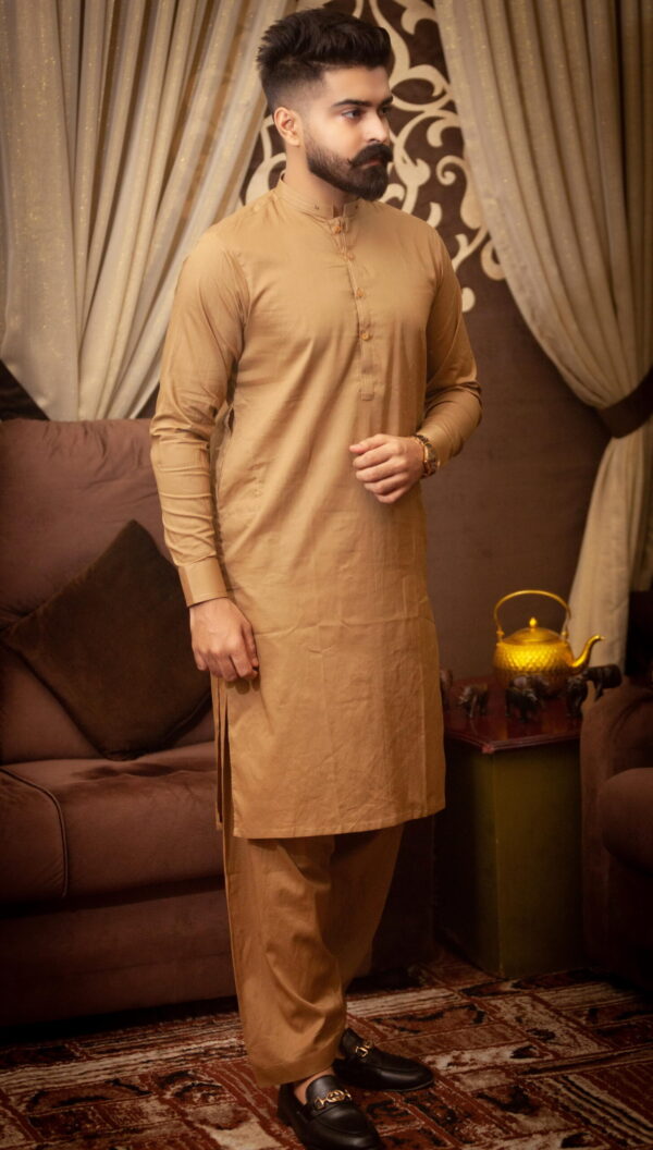 Light Brown Cotton Shalwar Kameez