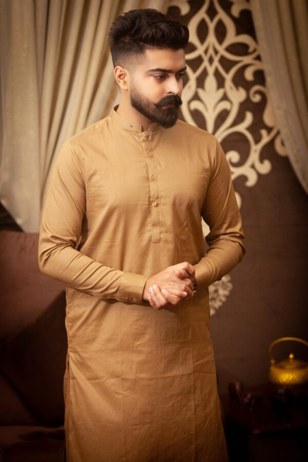 Light Brown Cotton Shalwar Kameez - Image 2
