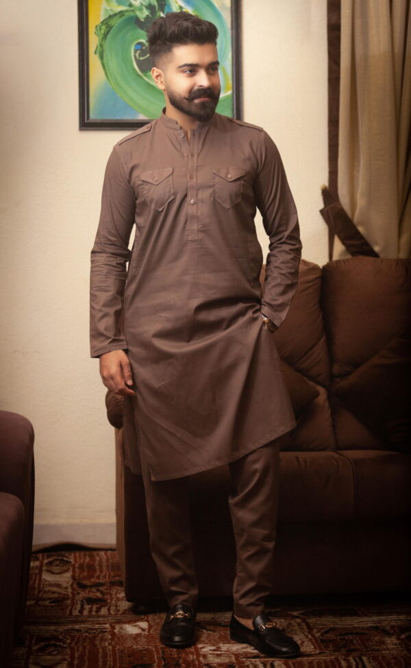 Coffee Cotton Kurta Pajama